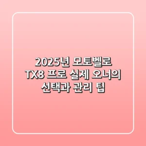 2025년 모토벨로 TX8 프로, 실제 오너의 선택과 관리 팁