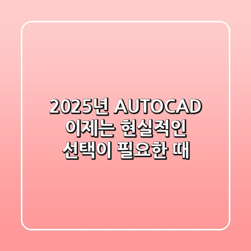 2025년 AUTOCAD, 이제는 현실적인 선택이 필요한 때!