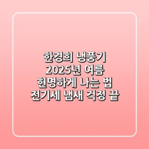 한경희 냉풍기, 2025년 여름 현명하게 나는 법: 전기세, 냄새 걱정 끝!