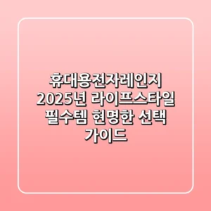 휴대용전자레인지, 2025년 라이프스타일 필수템? 현명한 선택 가이드
