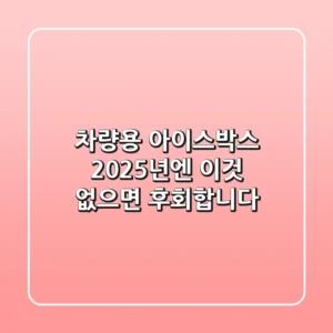 차량용 아이스박스? 2025년엔 '이것' 없으면 후회합니다!
