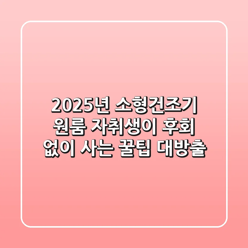 2025년 소형건조기, 원룸 자취생이 후회 없이 사는 꿀팁 대방출