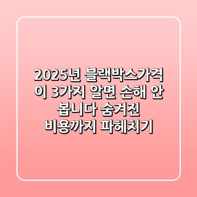 2025년 블랙박스가격, 이 3가지 알면 손해 안 봅니다: 숨겨진 비용까지 파헤치기