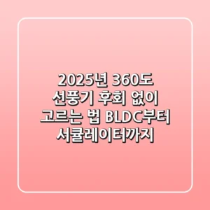 2025년 360도 선풍기, 후회 없이 고르는 법! BLDC부터 서큘레이터까지