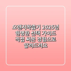 오렌지착즙기, 2025년 현명한 선택 가이드: 직접 써본 경험으로 알려드려요!