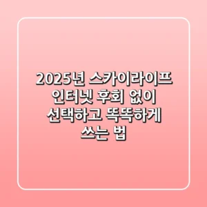 2025년 스카이라이프 인터넷, 후회 없이 선택하고 똑똑하게 쓰는 법!