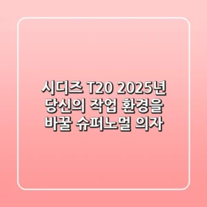 시디즈 T20, 2025년 당신의 작업 환경을 바꿀 슈퍼노멀 의자