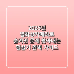 2025년, 열화상카메라로 숨겨진 문제 찾아내는 필살기 완벽 가이드