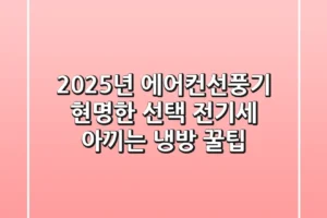 2025년 에어컨선풍기 현명한 선택: 전기세 아끼는 냉방 꿀팁