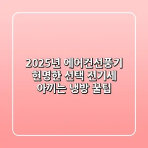 2025년 에어컨선풍기 현명한 선택: 전기세 아끼는 냉방 꿀팁