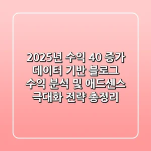 "2025년 수익 40% 증가", 데이터 기반 블로그 수익 분석 및 애드센스 극대화 전략 총정리