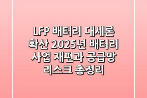 “LFP 배터리 대세론 확산”, 2025년 배터리 사업 재편과 공급망 리스크 총정리