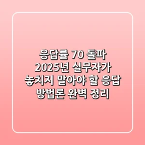 "응답률 70% 돌파!", 2025년 실무자가 놓치지 말아야 할 '응답 방법론' 완벽 정리