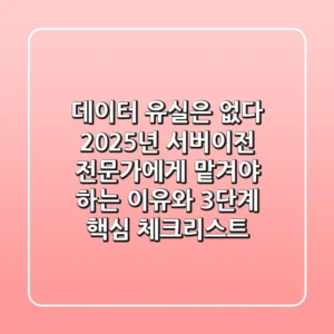 "데이터 유실은 없다", 2025년 서버이전 전문가에게 맡겨야 하는 이유와 3단계 핵심 체크리스트