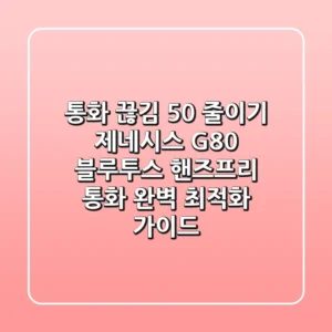 "통화 끊김 50% 줄이기", 제네시스 G80 블루투스 핸즈프리 통화 완벽 최적화 가이드