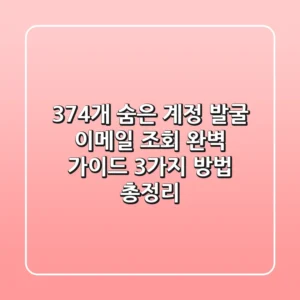 "374개 숨은 계정 발굴", 이메일 조회 완벽 가이드 3가지 방법 총정리