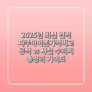 "2025년 최신 견적", 파주아이폰가격비교: 공식 vs 사설 수리비 총정리 가이드