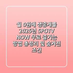 "월 0원에 생중계를?", 2025년 SPOTV NOW 무료 즐기는 방법 총정리 및 숨겨진 조건