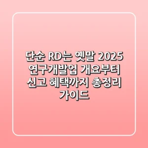 "단순 R&D는 옛말", 2025 연구개발업 개요부터 신고 혜택까지 총정리 가이드