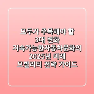 "모두가 주목해야 할 3대 변화", 지속가능한자동차문화의 2025년 미래 모빌리티 전략 가이드