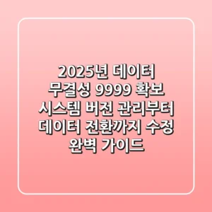 "2025년 데이터 무결성 99.99% 확보", 시스템 버전 관리부터 데이터 전환까지 수정 완벽 가이드
