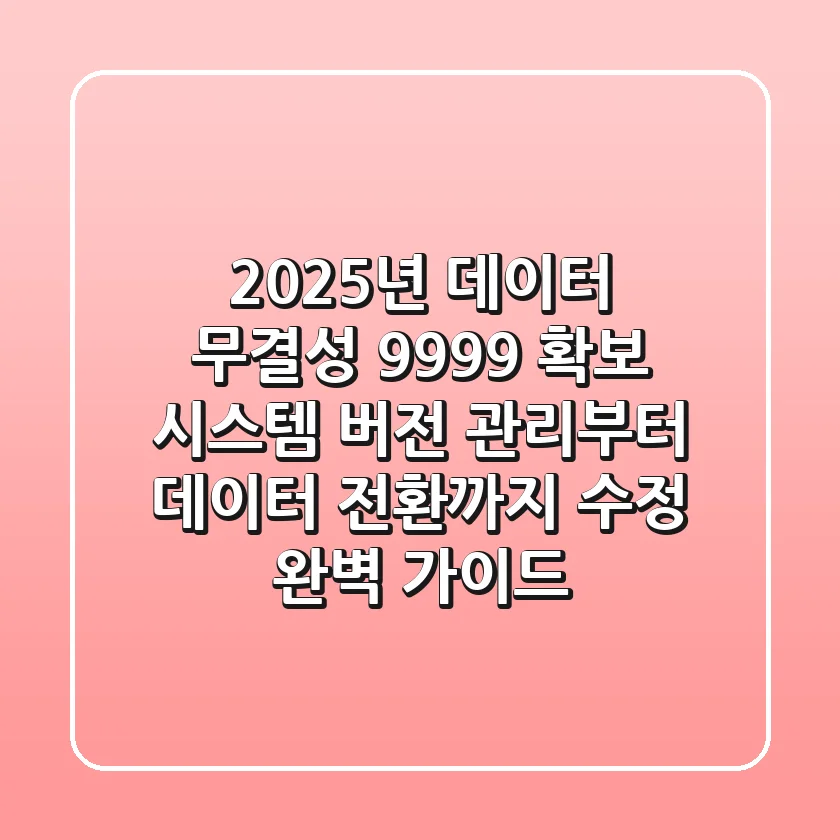 "2025년 데이터 무결성 99.99% 확보", 시스템 버전 관리부터 데이터 전환까지 수정 완벽 가이드