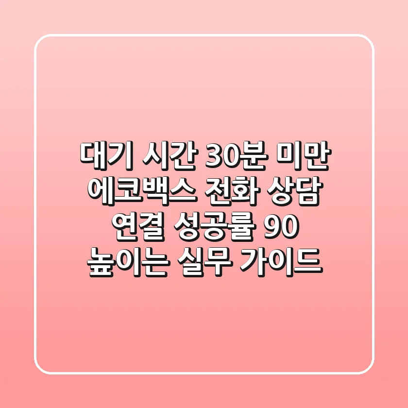 "대기 시간 30분 미만?", 에코백스 전화 상담 연결 성공률 90% 높이는 실무 가이드