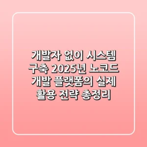 "개발자 없이 시스템 구축?", 2025년 노코드 개발 플랫폼의 실제 활용 전략 총정리
