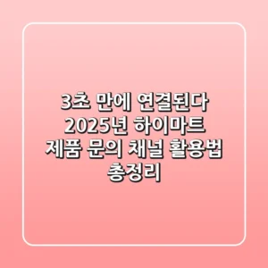 "3초 만에 연결된다", 2025년 하이마트 제품 문의 채널 활용법 총정리